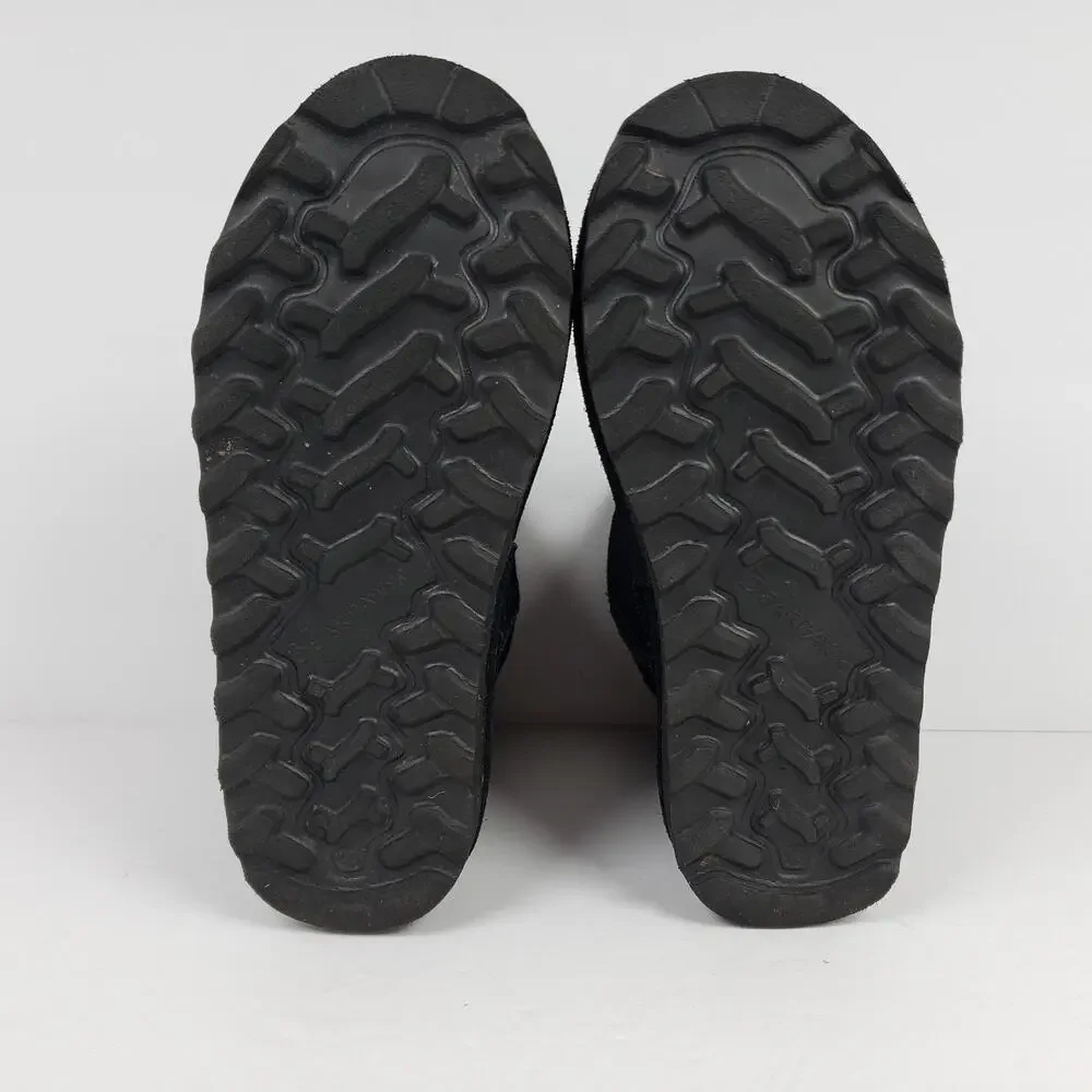 Bearpaw Elle Girls Size 13 Black Cow Suede Wool Blend Lining Pull On Snow Boots